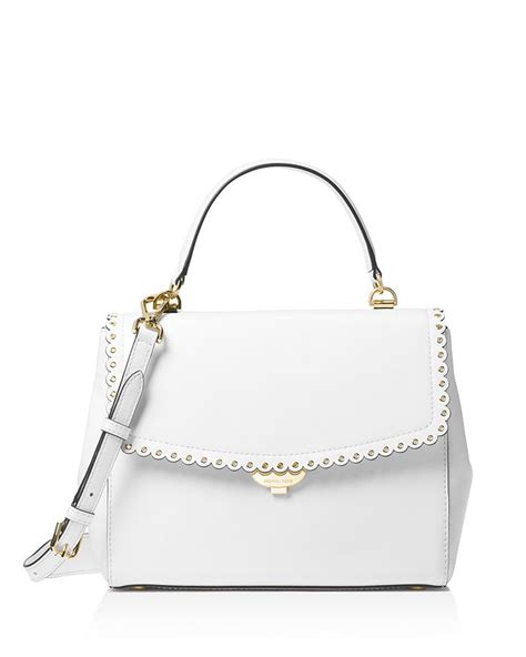 michael kors ava medium pearl grey|Ava Medium Scalloped Leather Satchel .